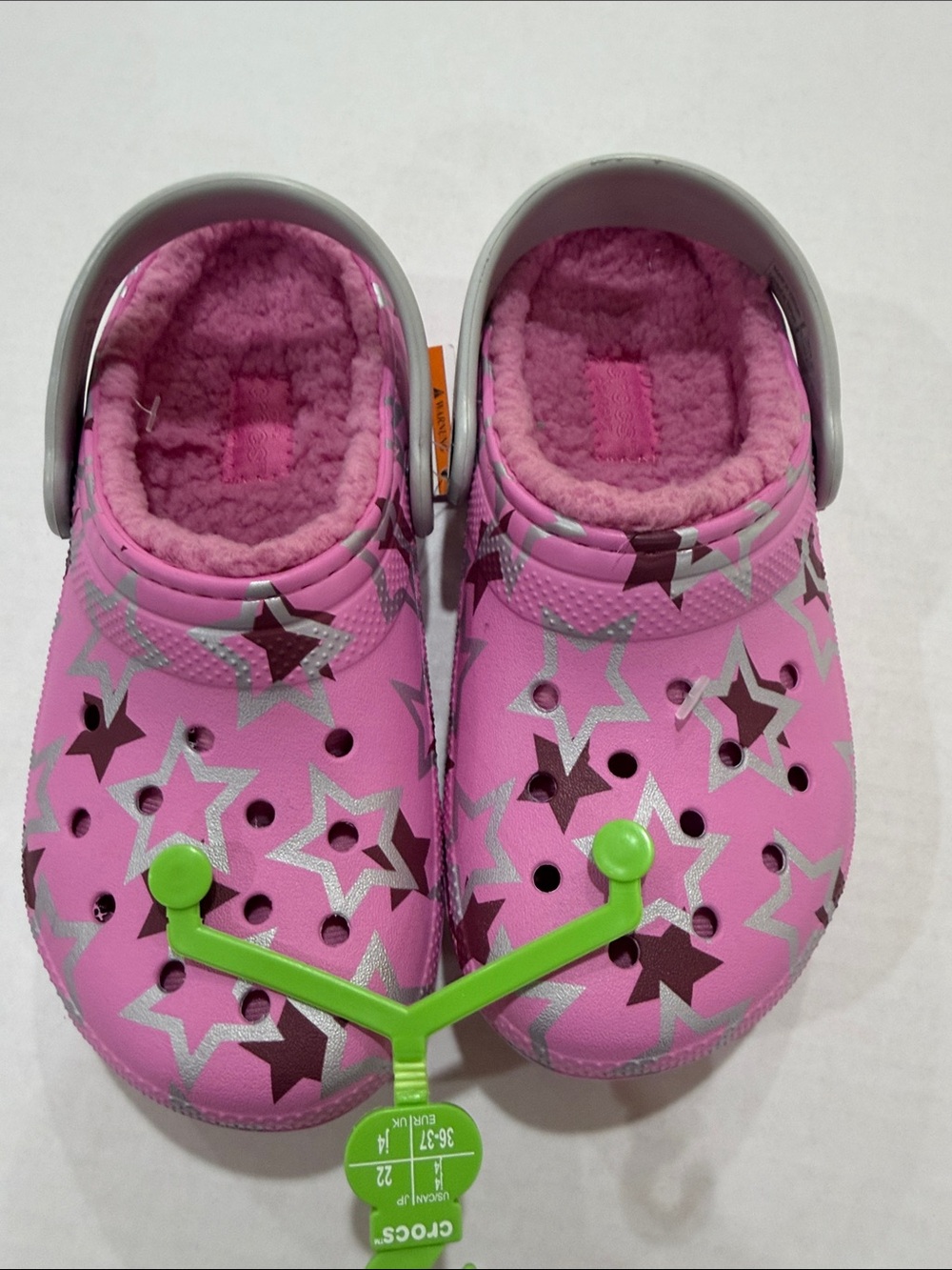 CROCS Kids Pink Star-Print Lined Clogs